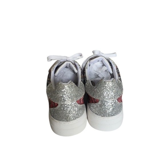 Betsey Johnson Lindsay Lace up embellished bling sparkle rhinestone sneakers 8 - Picture 6 of 14